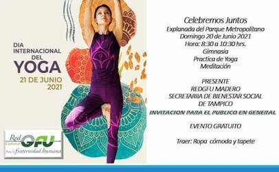 Evento Día Internacional del Yoga DIY 2021 Madero Tampico México de la RedGFU