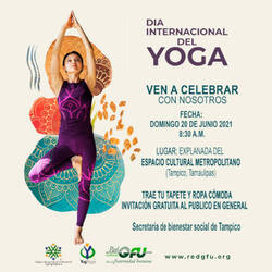 Evento Día Internacional del Yoga DIY 2021 Tampico México de la RedGFU
