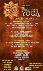 Evento Día Internacional del Yoga DIY 2023 Ciudad Constitución BCS, México de la RedGFU