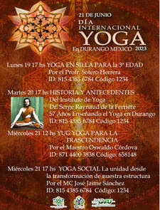 Evento Día Internacional del Yoga DIY 2023 Durango, México de la RedGFU